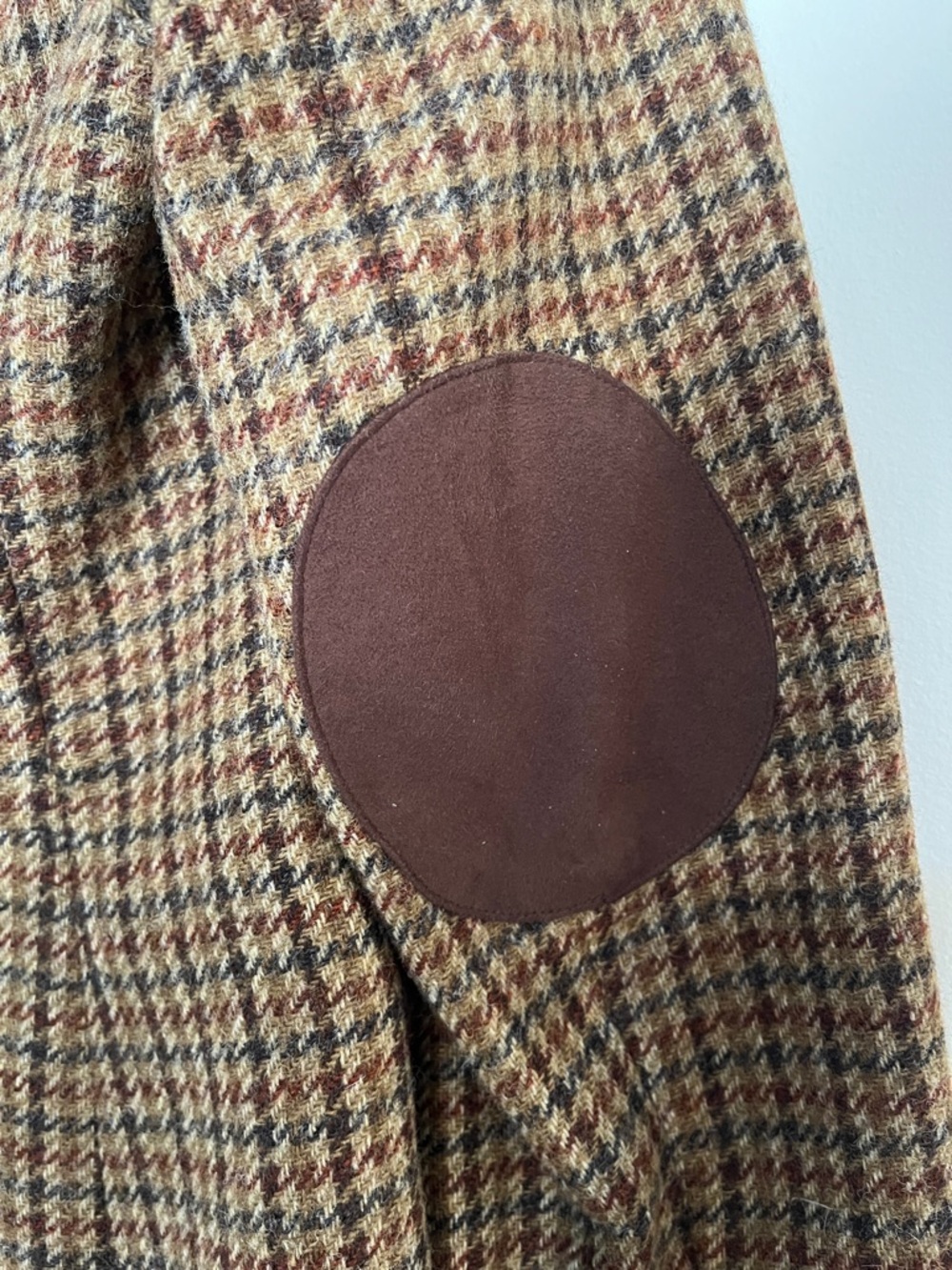 Brooks Brothers Brown Wool Houndstooth Blazer With Elbow Patches - Picture 7 of 15